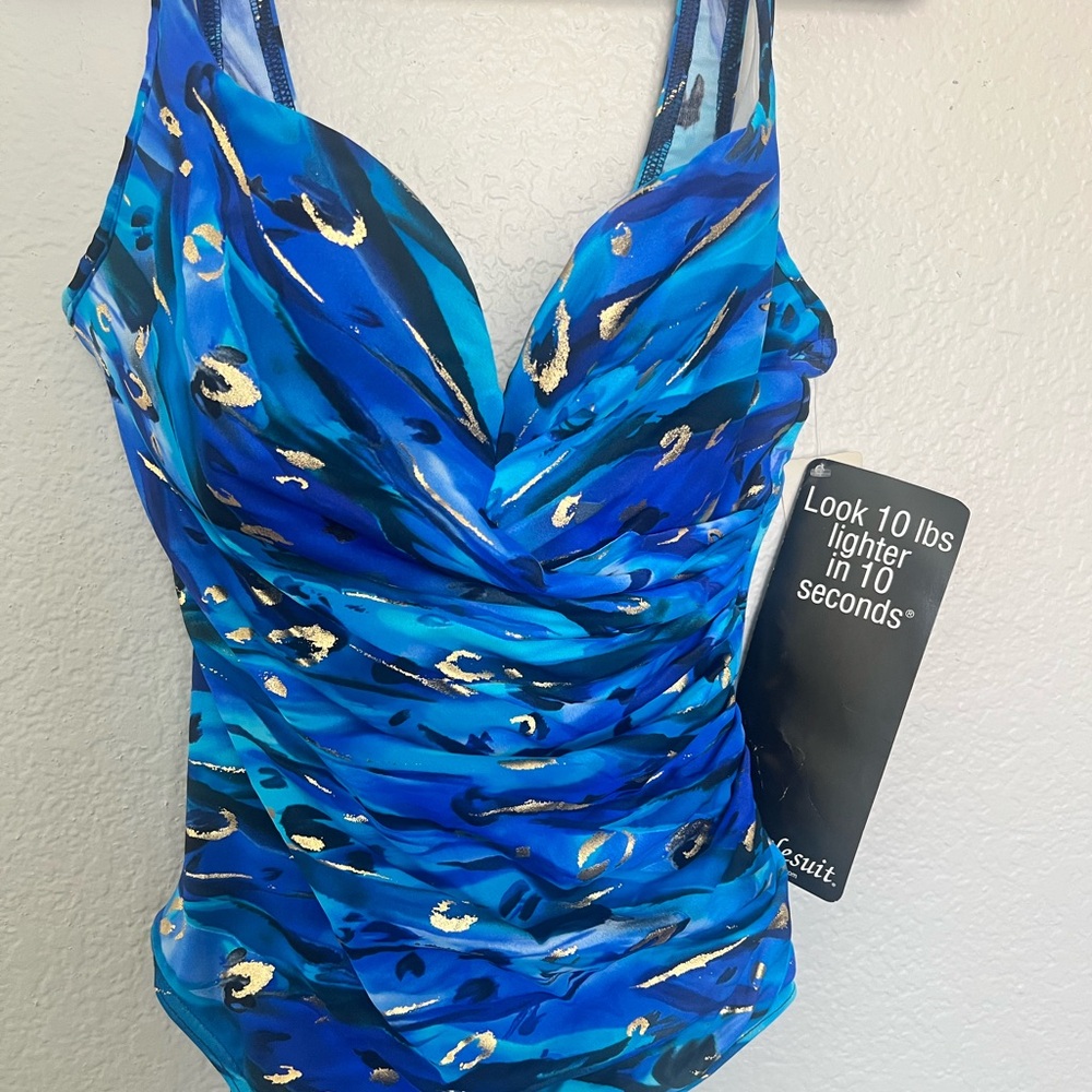 MIRACLESUIT Blue Animal Print Swimsuit